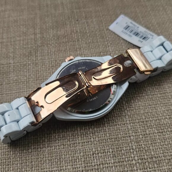 Minnie Mouse Wristwatch Crystals Accent Gold Tone Bezel Analog Watch Accutime - Picture 10 of 11